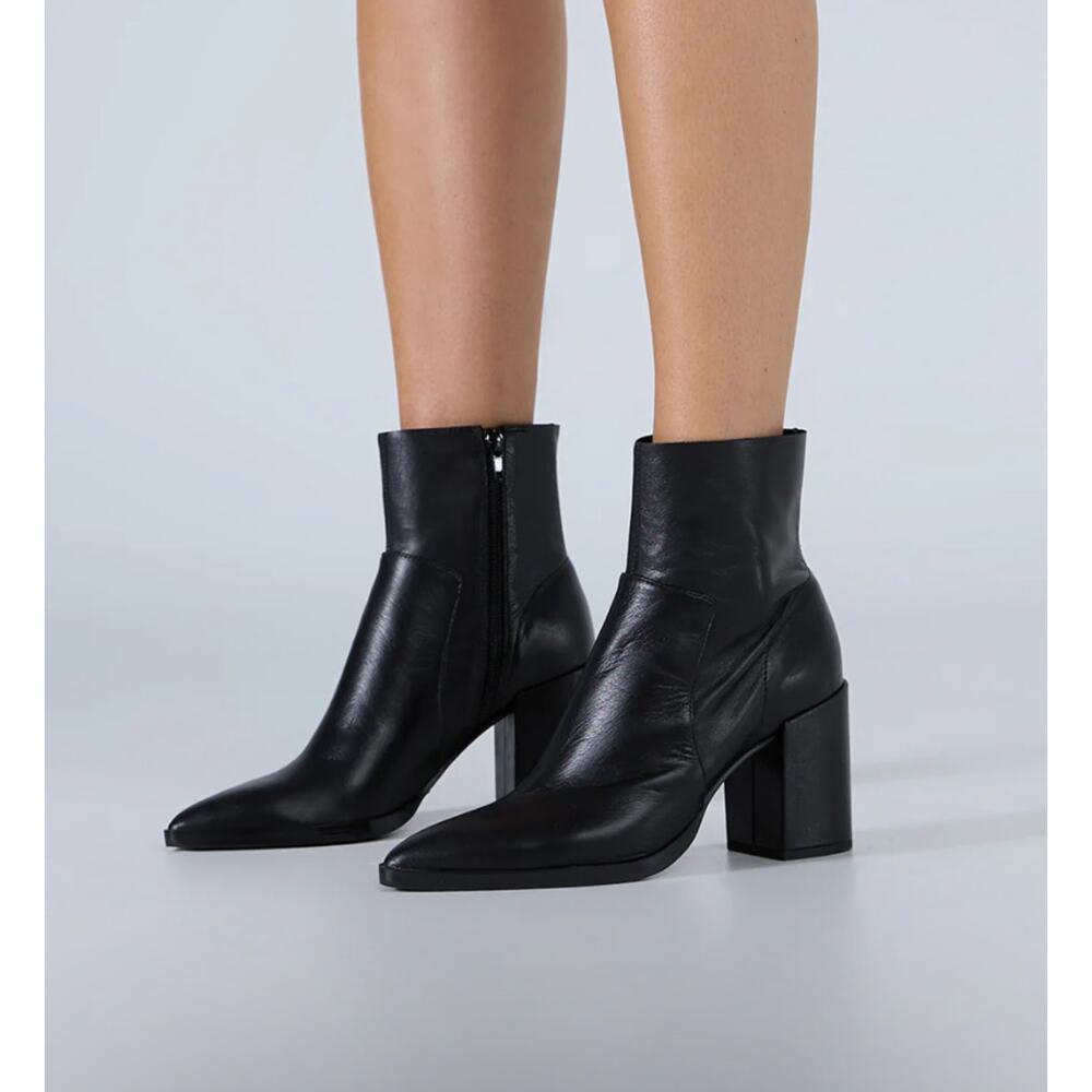 Tony Bianco Brazon Leather Heeled Bootie in Black Luxe Size 8.5 REVOLVE - Picture 1 of 10